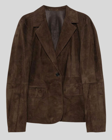 Dark Brown Suede Blazer for Women