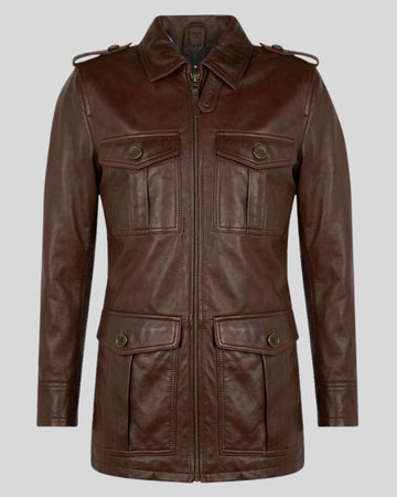 Dark Brown Leather Field Jacket