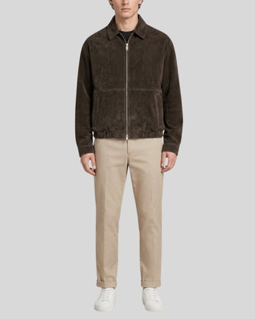 Briar Dark Brown Suede Harrington Jacket for Men