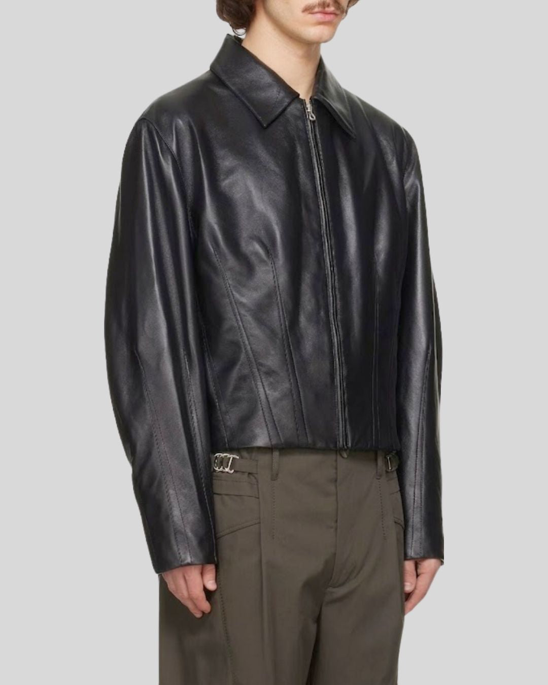 Noir Arc Leather Cropped Jacket