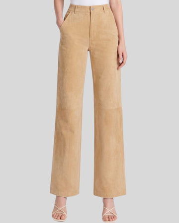 Sienna Tan Suede Wide-Leg Pants