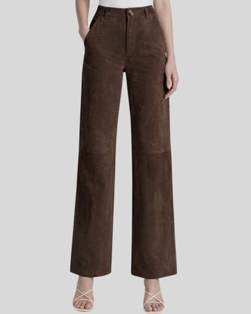 Cocoa Line Suede Wide-Leg Pants