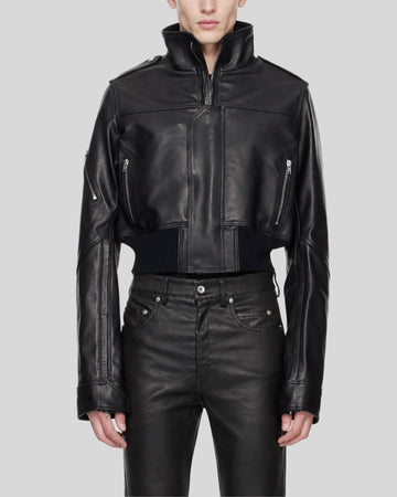 Obsidian Edge Black Cropped Leather Jacket for Men