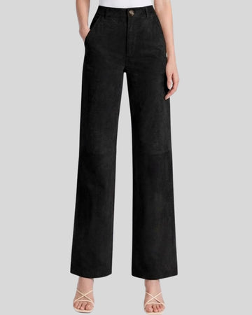 Noir Line Suede Wide-Leg Pants