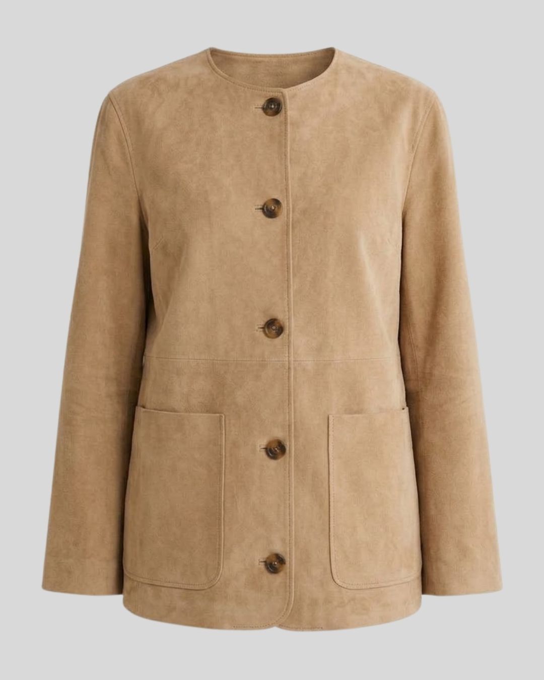Sahara Line Collarless Suede Jacket