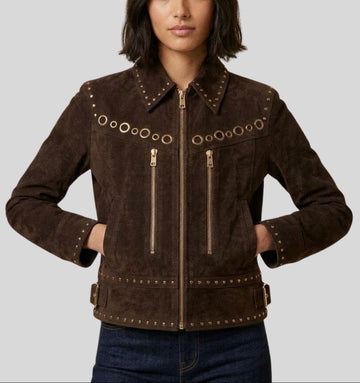 Rodeo Brunette Studded Suede Western Jacket