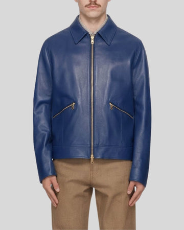 Regent Line Blue Leather Jacket for Men