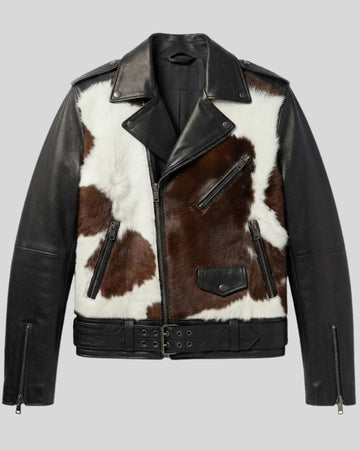 Frontier Rebel Hair-On Leather Biker Jacket for Men