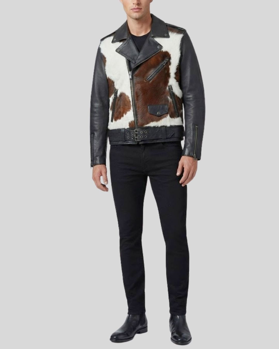 Frontier Rebel Hair-On Leather Biker Jacket