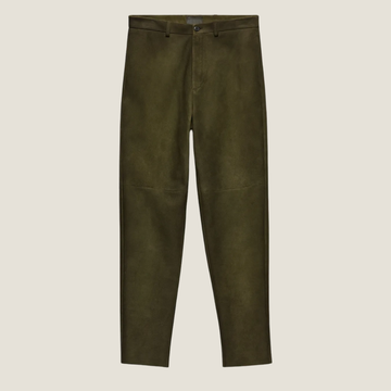 Olive Green Suede Pants for Men