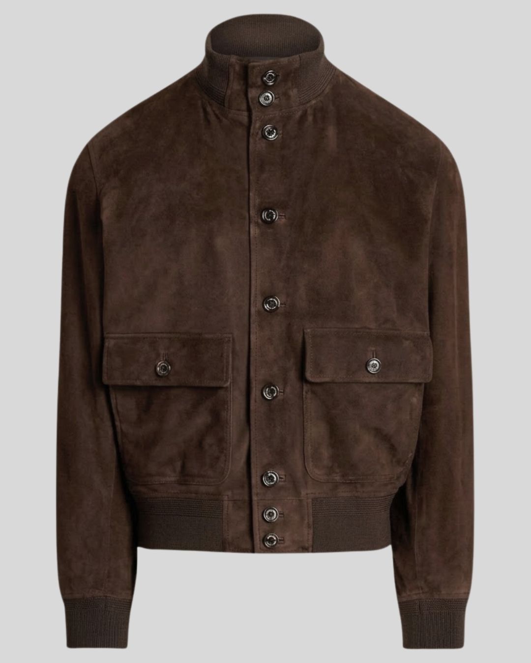 Heritage Dark Brown Suede Bomber Jacket