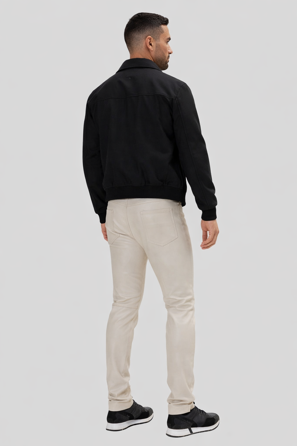 Axis  Ivory Leather Straight Slim Fit Pants for Mens