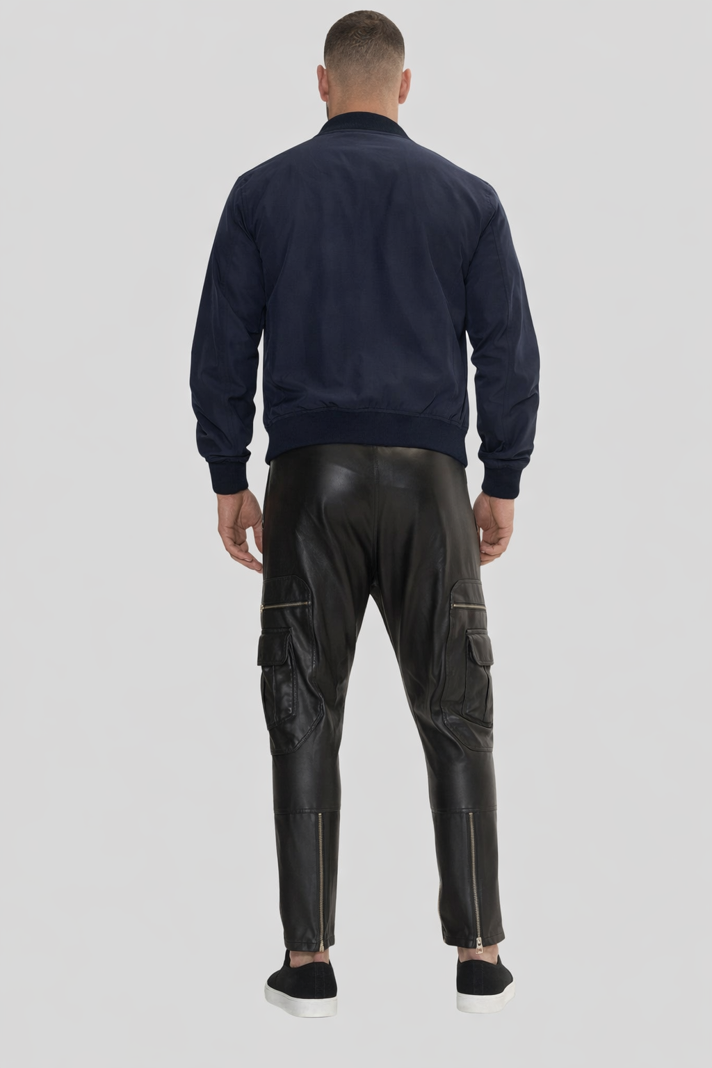 Night Ops Black Leather Jogger Pants For Mens