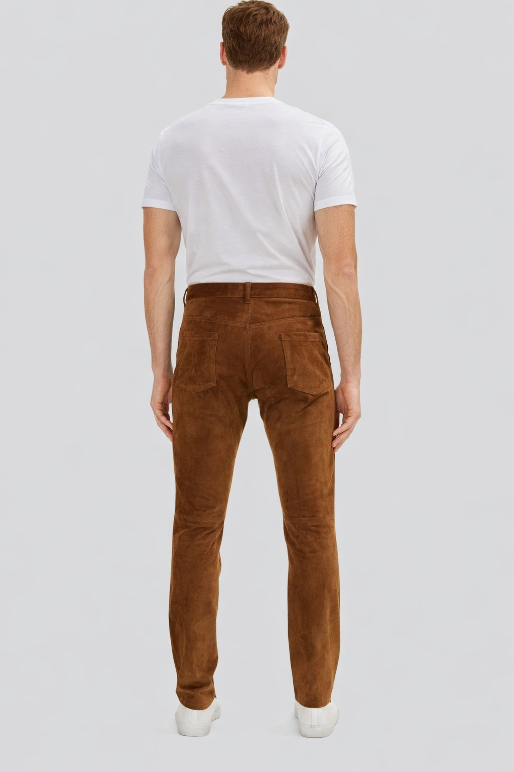 Chestnut Luxe Mens Brown Suede Vintage Pants