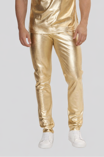 Gold Metallic Leather Pants