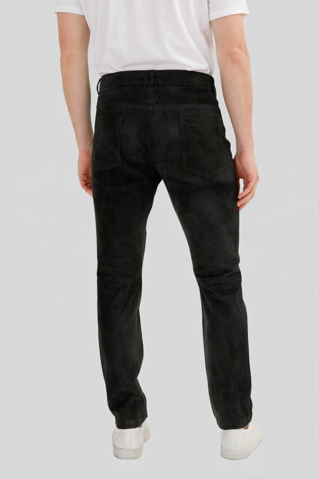 Noir Depth Mens Black Suede Slim Fit Pants
