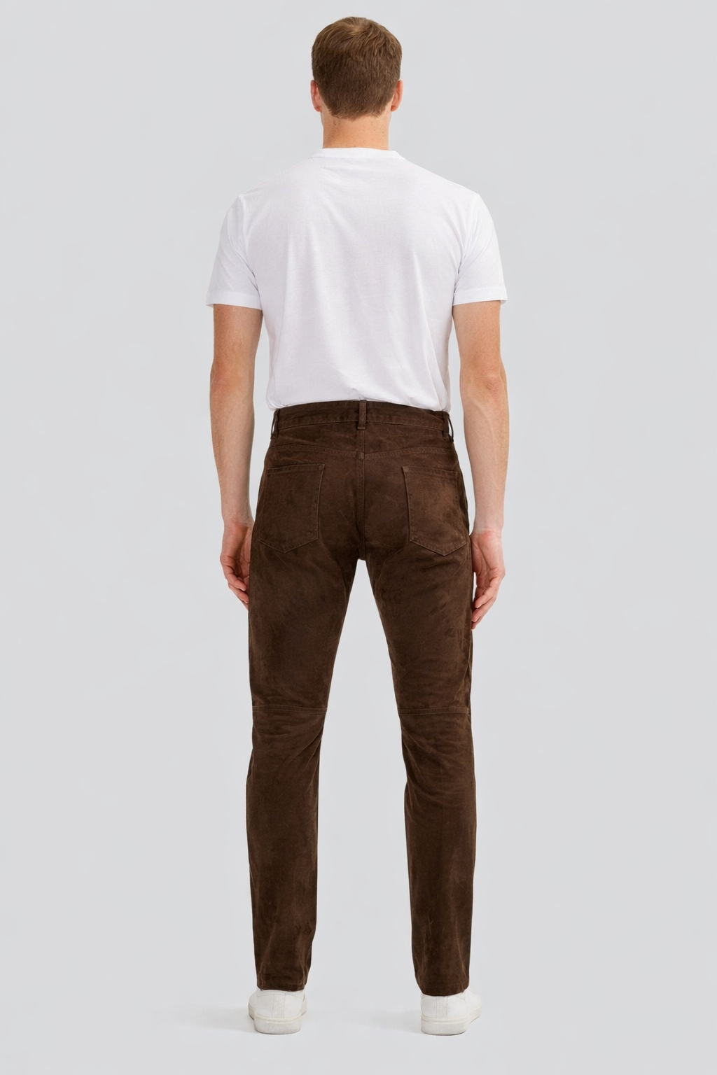 Terran Crest Dark Brown Suede Pants For Men