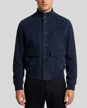 Nordwyn Midnight Navy Suede Bomber Jacket