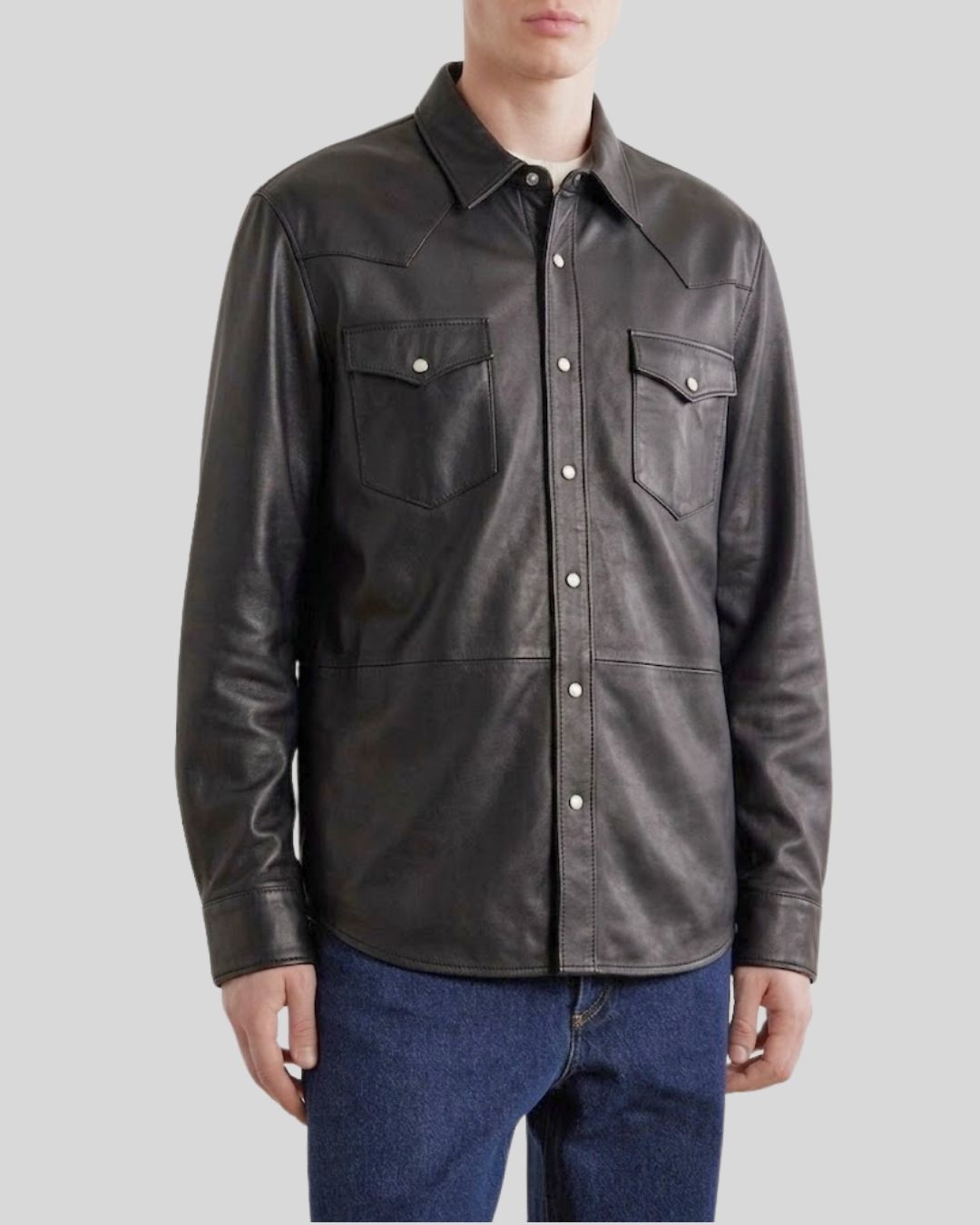 Ranch Black Leather Shirt Jacket
