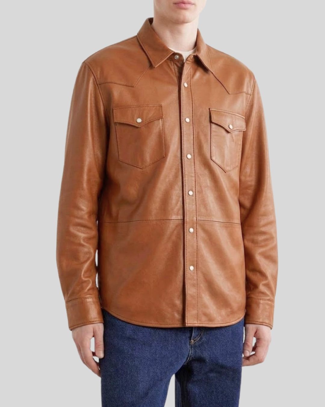 Canyon West Caramel Leather Shirt Jacket