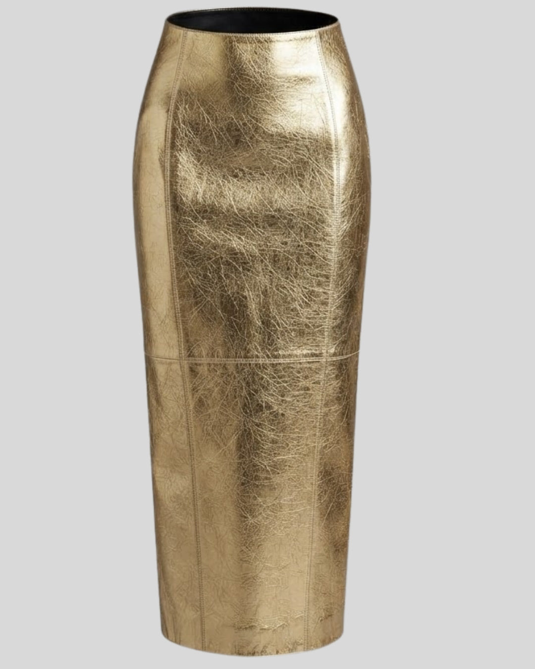 Aurelia Gild Metallic Gold Leather Maxi Skirt