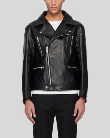 Ryder Black Leather Biker Jacket for Men