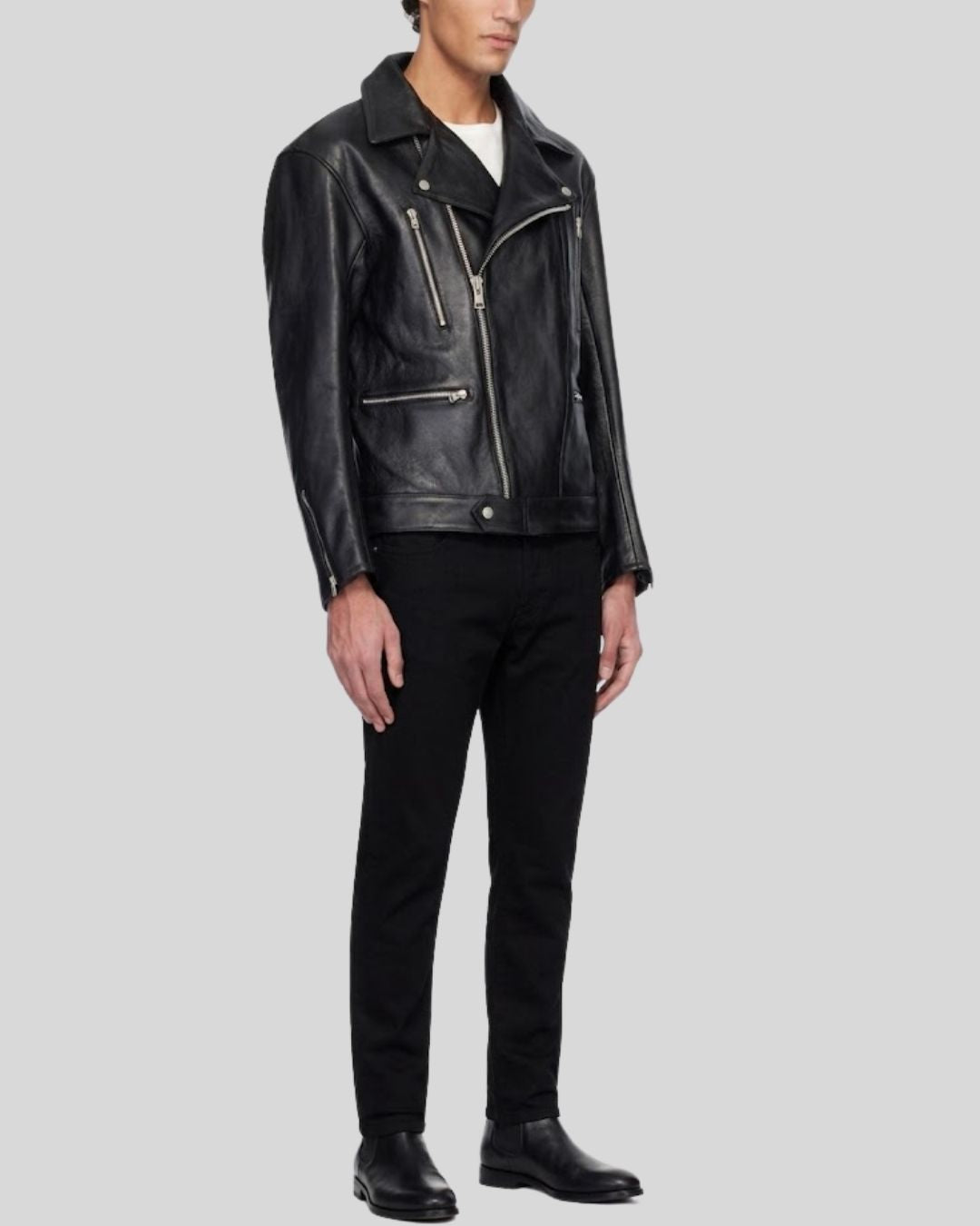 Ryder Black Leather Biker Jacket
