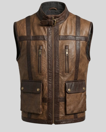 Rustline Waxed Brown Leather Vest