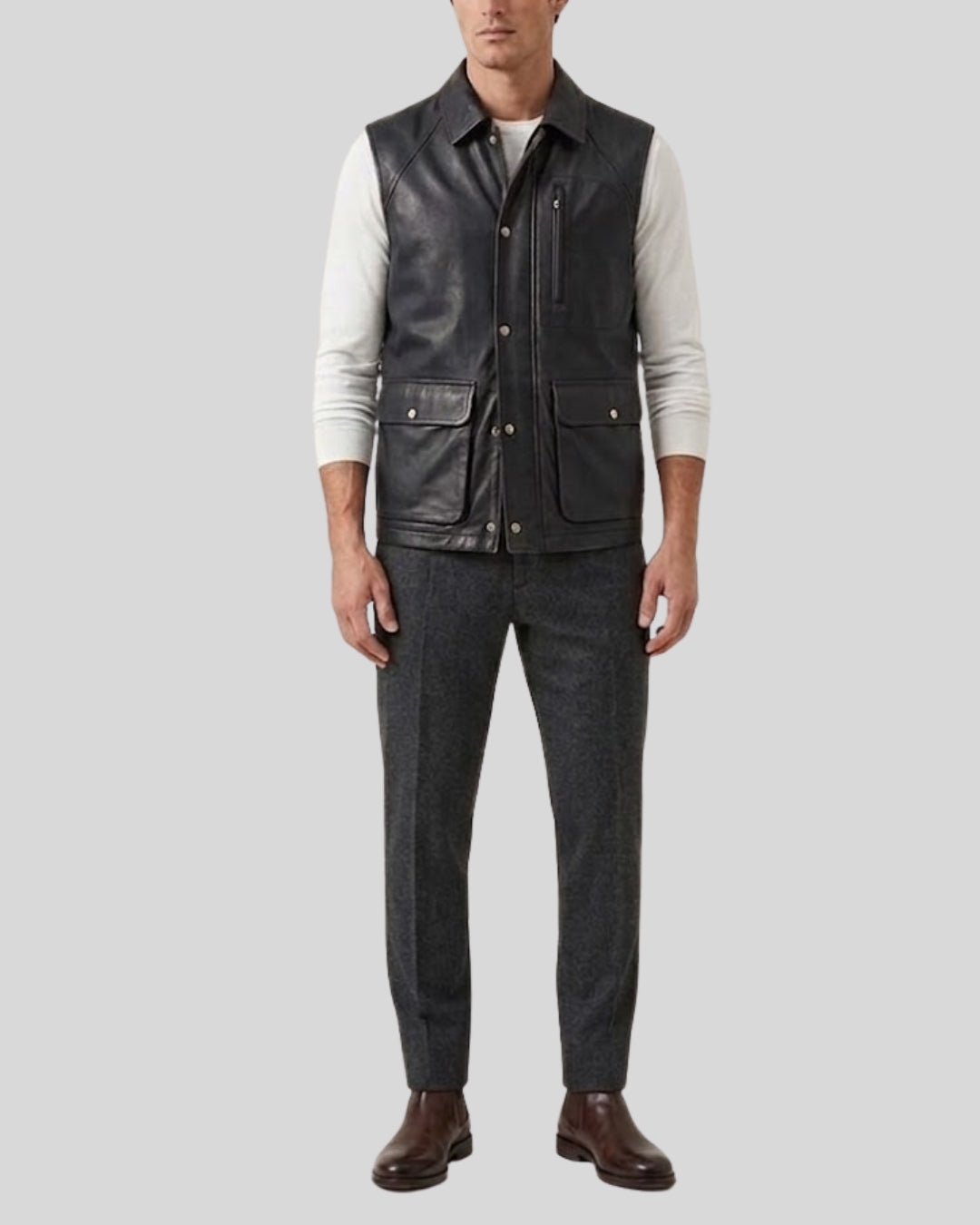 Ashford Black Leather Vest