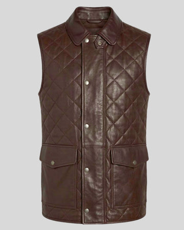 Hartwell Dark Brown Quilted Leather Vest