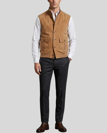 Canyon Tan Suede Utility Vest for Men