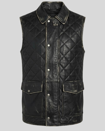 Blackridge Distressed Quilted Leather Vest