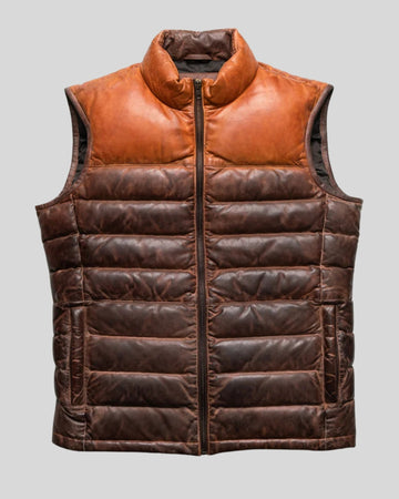 Redwood Quilted Leather Puffer Vest