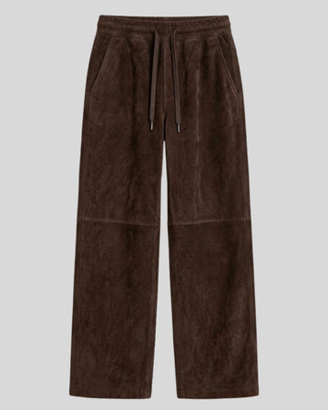Sienna Dark Brown Suede Wide Leg Pants for Women