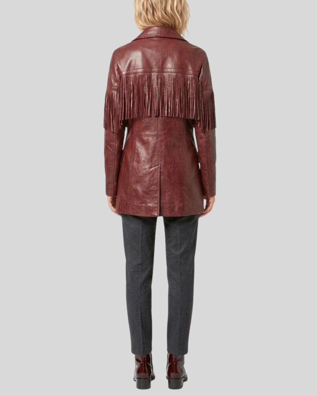 Sierra Crimson Women's Burgundy Western Fringe Coats