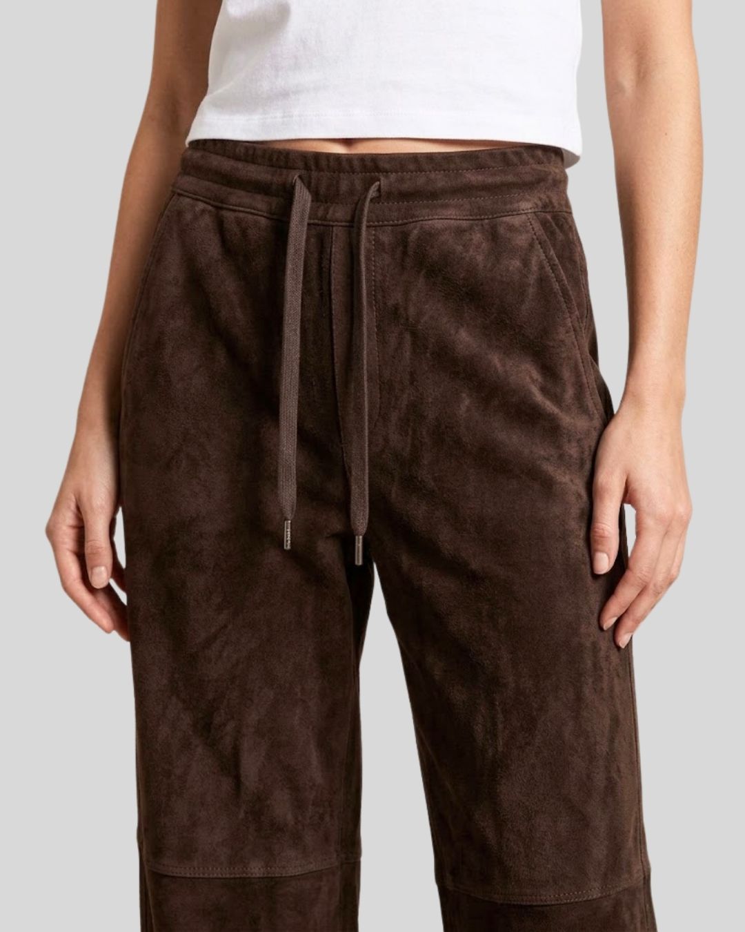 Sienna Dark Brown Suede Wide Leg Pants for Women