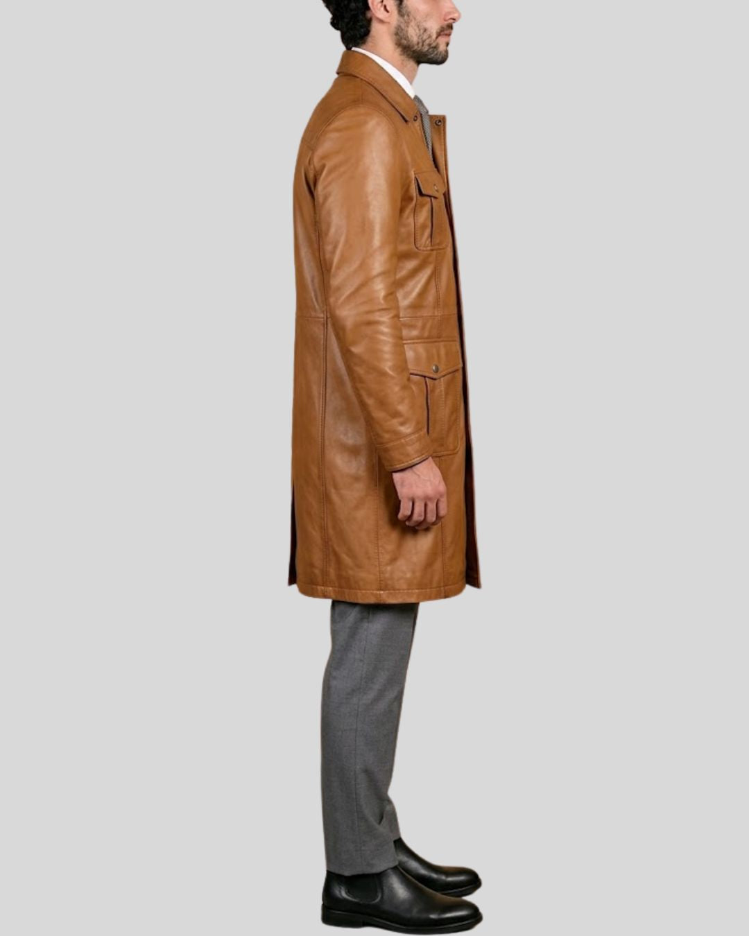 Carter Field Brown Leather Long Coat