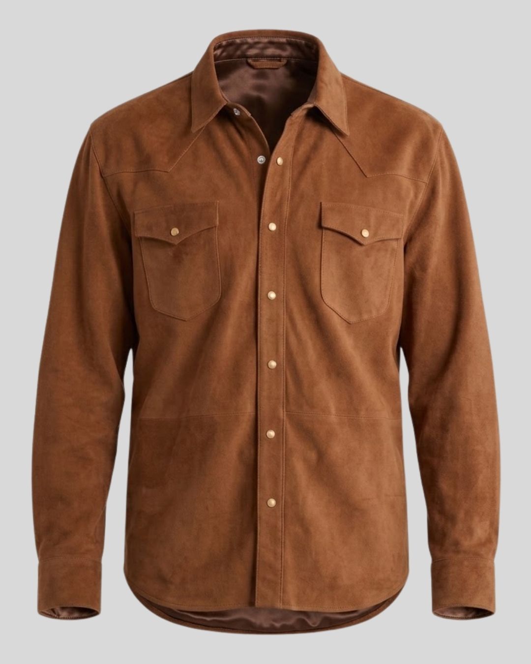 Weston Cognac Suede Western Shirt Jacket for Men