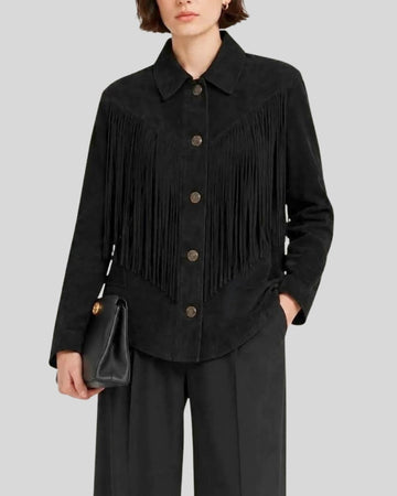 Sable Rodeo Women’s Black Suede Fringe Jacket