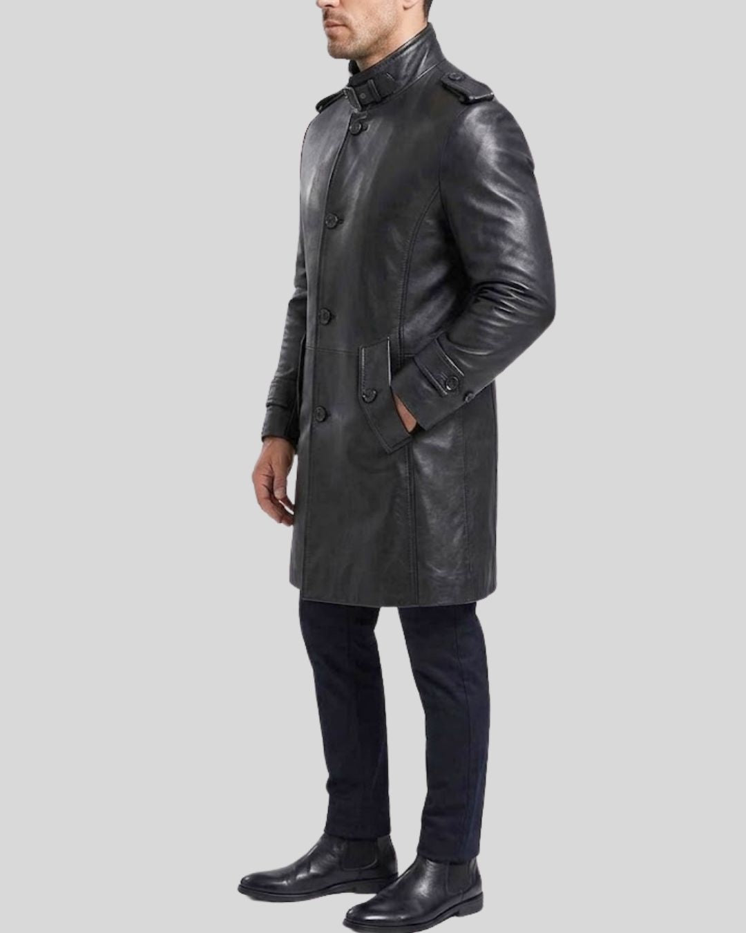 Sentinel Black Calf Leather Coat