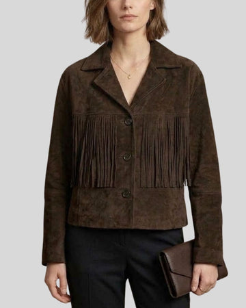 Dakota Noir Women’s Dark Brown Suede Fringe Jacket