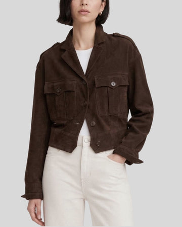 Sahara Field Women’s Dark Brown Suede Utility Jacket