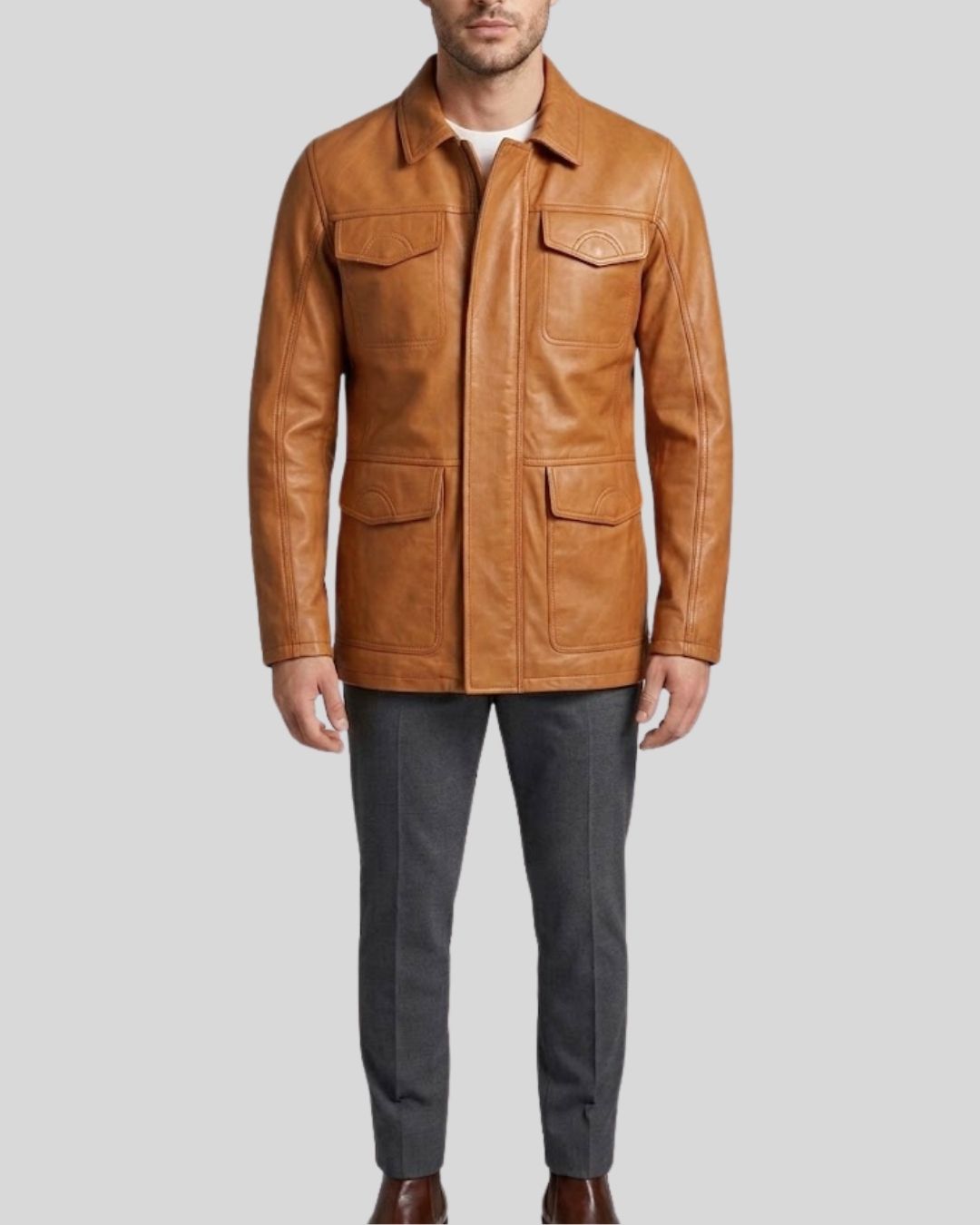 Caramel Ridge Leather Field Jacket