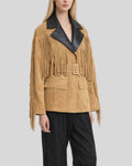 Tan Suede Fringe Jacket – Side Angle