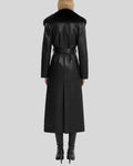 Back view of Toscana black leather coat women