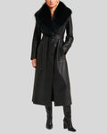 Full length view of Toscana black leather coat women
