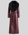 Front view of Toscana burgundy leather coat women