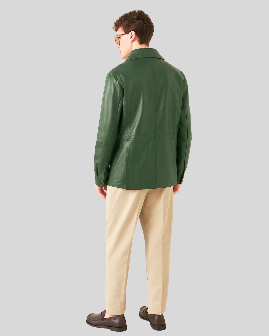 Imperial Utility Mens Green Field Military Leather Utility Jacket