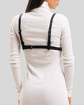 Black Leather Bra Harness – Rear Adjustable Strap View