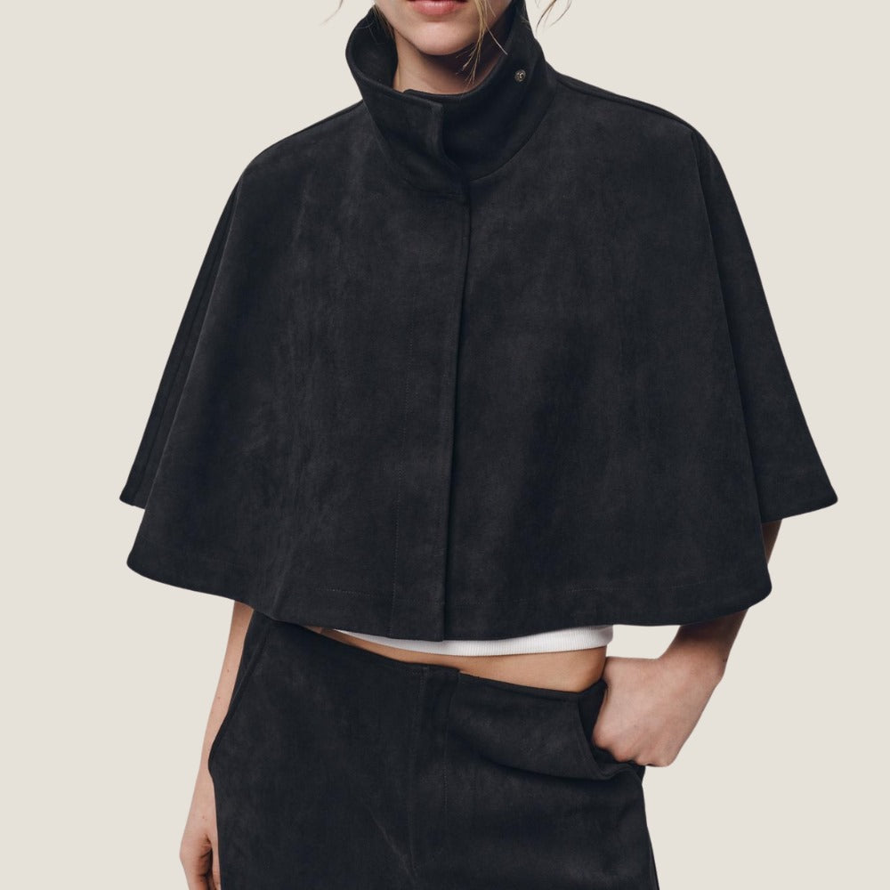 Noir Eclipse Capelet – Front Worn View